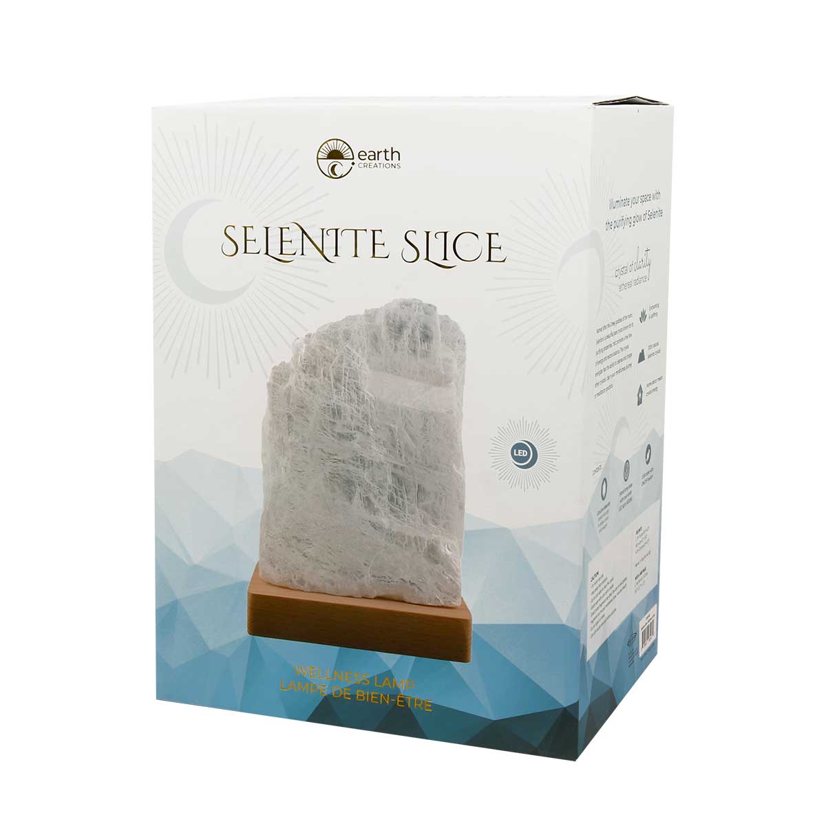 Selenite Slice Wellness Lamp w/ Wood Base