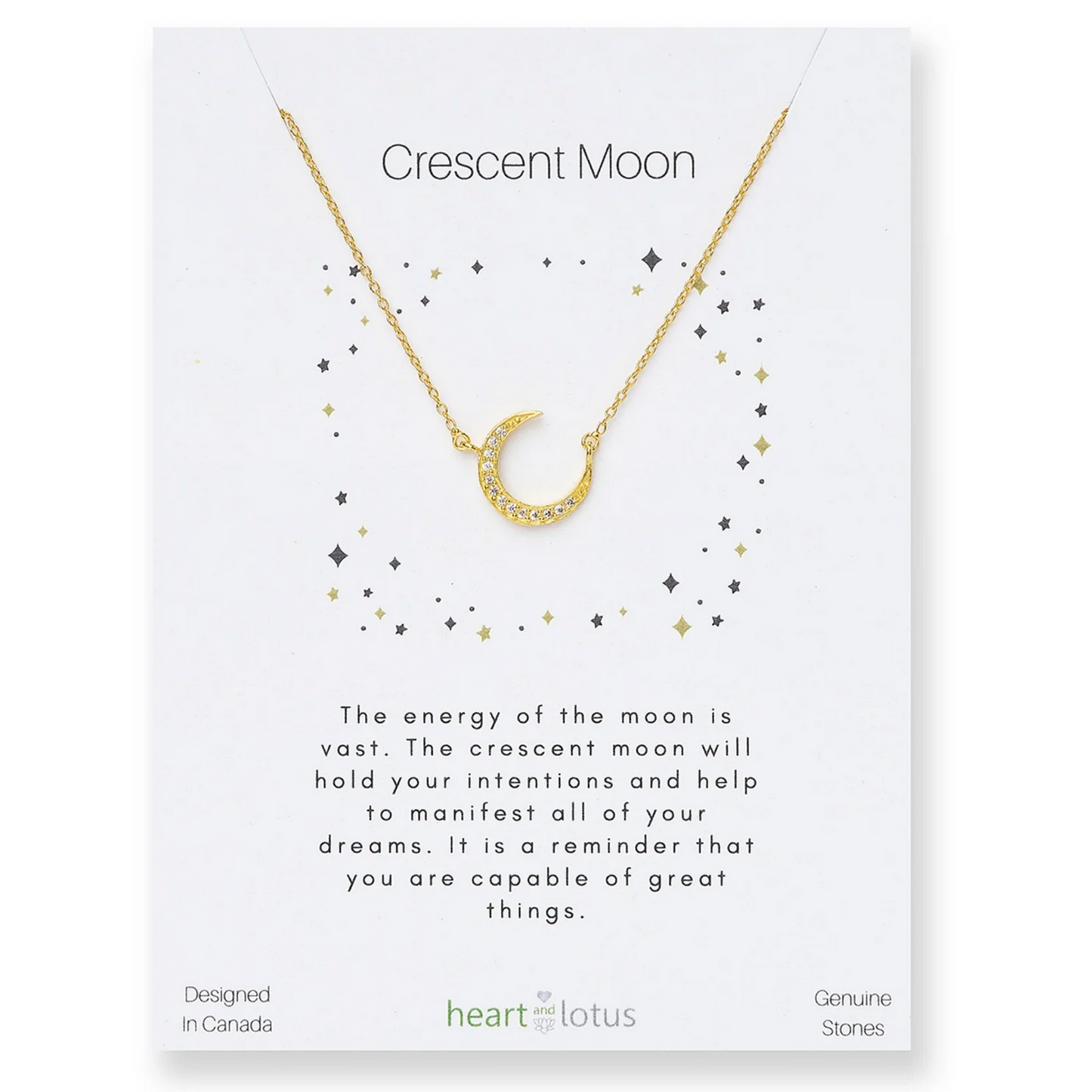 Crescent Moon Crystal Necklace - 14K Gold Vermeil