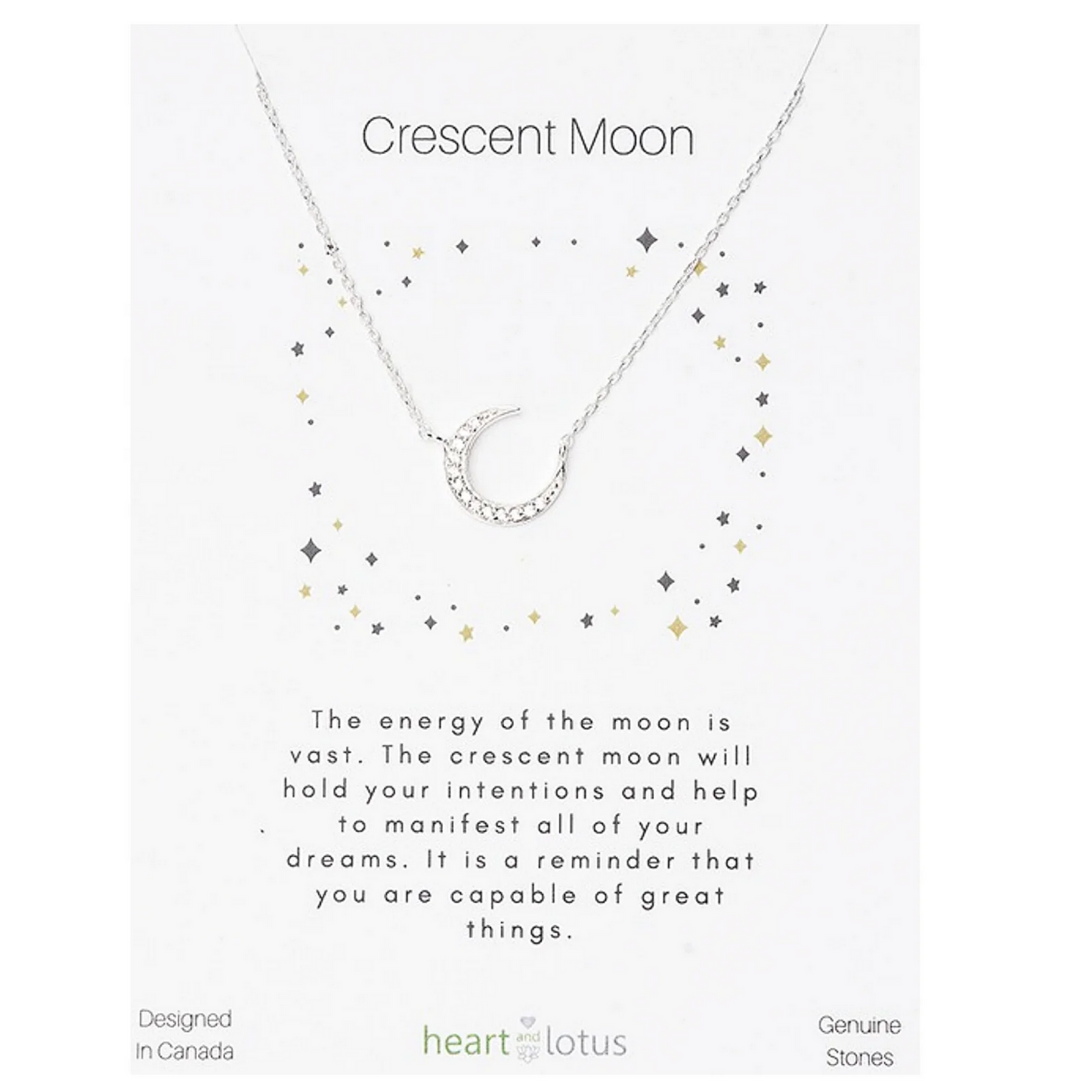 Crescent Moon Crystal Necklace - Sterling Silver