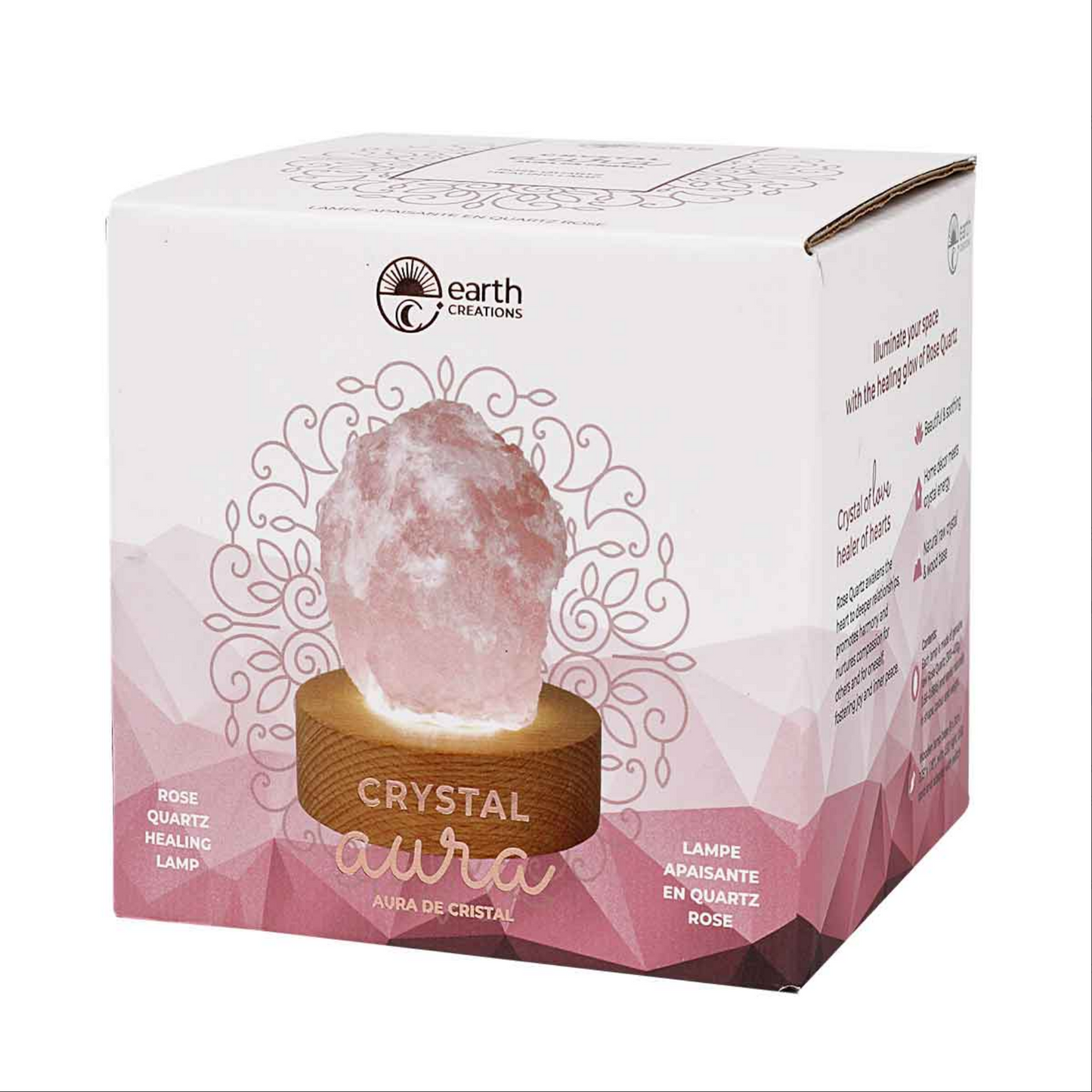 Crystal Aura Rose Quartz Healing Lamp